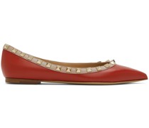 Red Rockstud Ballerina Flats
