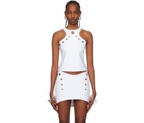 White Perforated Tank Top