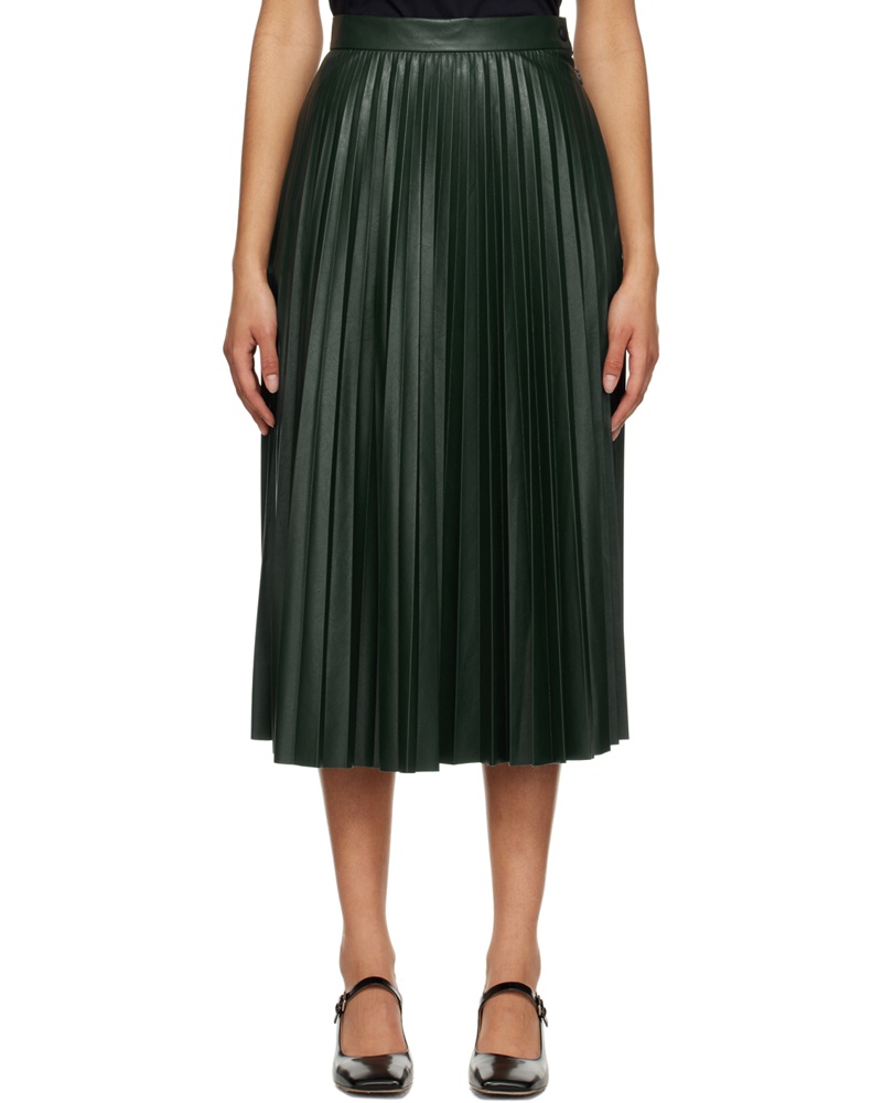 Maison Margiela Damen Green Pleated Midi Skirt