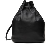 Black Leather Bucket Bag