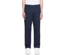 Navy Embroidered Trousers