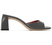 Gray Romy Patent Leather Heeled Sandals