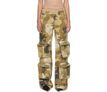 Brown Camouflage Denim Cargo Pants