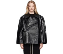 Black Cropped Drella Leather Jacket