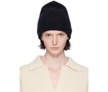 Navy Brushed Cashmere Beanie