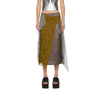 Khaki Draped Midi Skirt