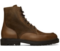 Brown Paneled Leather Boots
