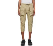 Beige Cropped Chino Trousers