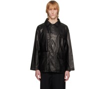 Black Double Collar Leather Jacket