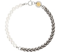 Silver Round Chain Pearl Necklace
