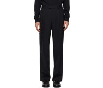 Black Two-Tuck Trousers