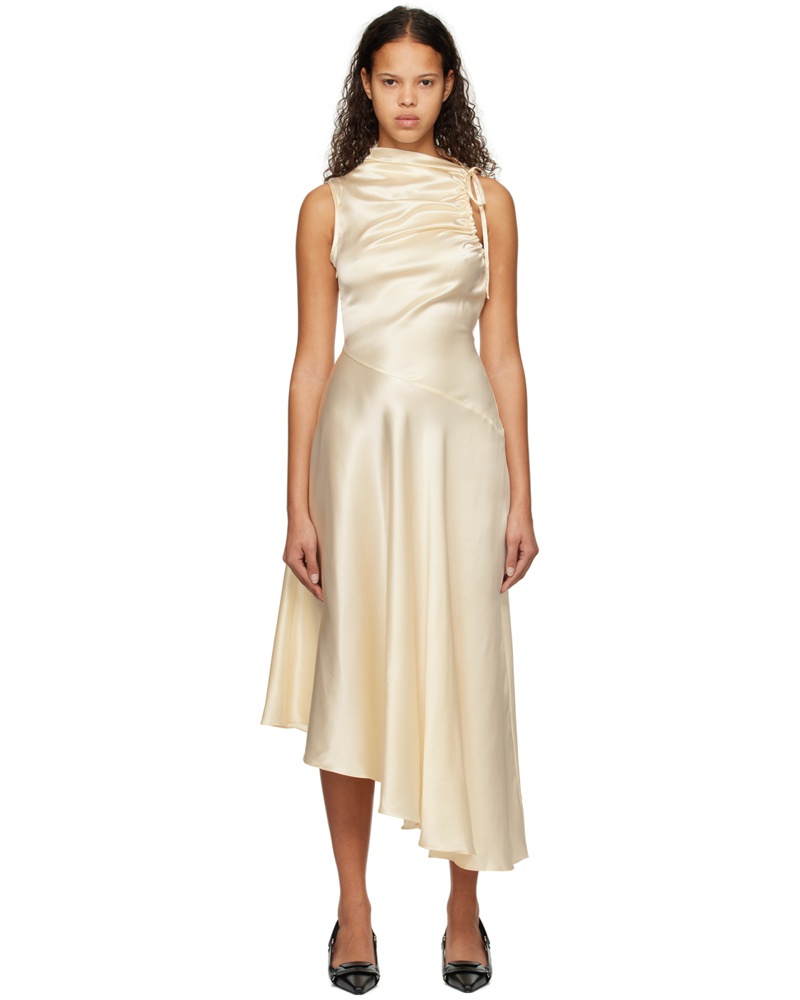 Elleme Damen Off-White Asymmetric Maxi Dress