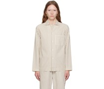 White & Brown Striped Pyjama Shirt