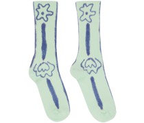 Green & Navy Mint Sprouts Socks