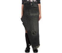 Black 1.5x Resized Denim Midi Skirt