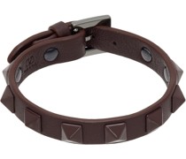 Burgundy Rockstud Leather Bracelet