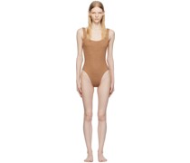 Brown Square Neck One-Piece Swimsuit
