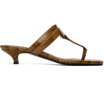 Tan 'The Belted Croco' Heeled Sandals