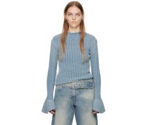Blue Flared Cuff Sweater