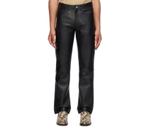Black Straight-Fit Leather Trousers