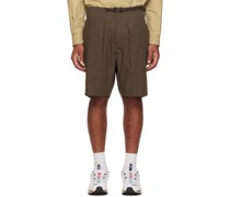 Brown Pleated Pocket Shorts