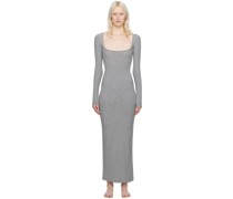 Gray Soft Lounge Long Sleeve Maxi Dress