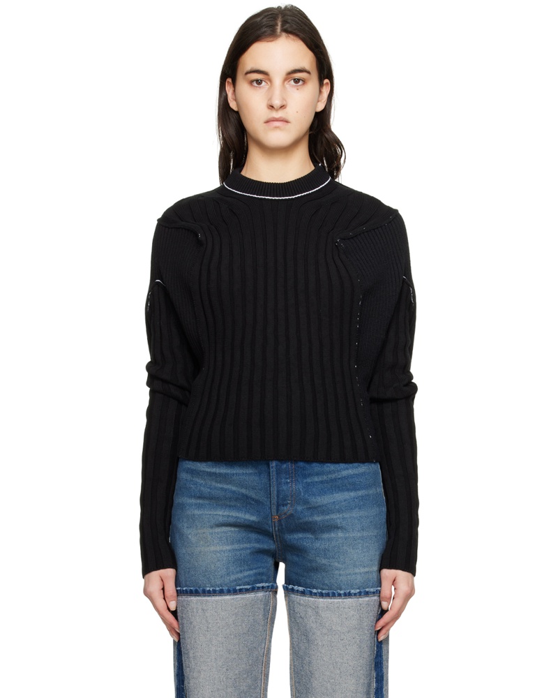 Maison Margiela Damen Black Patchwork Sweater