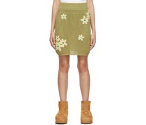 Green Motif Embroidery Mini Skirt