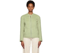 Green Brushed Biker Jacket