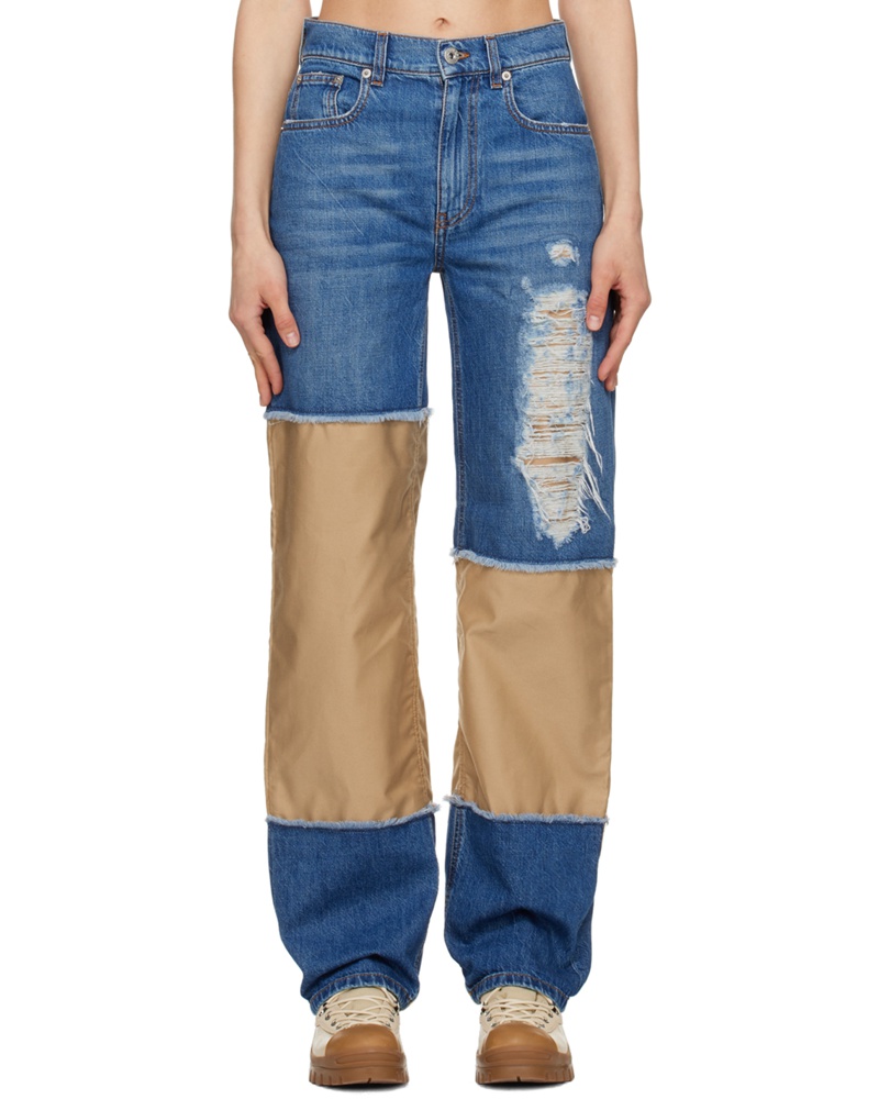 J.W.Anderson Damen Blue & Beige Distressed Jeans