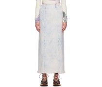 Blue Dyed Denim Maxi Skirt