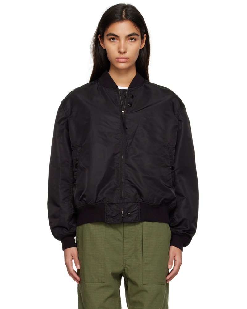 Engineered Garments Damen Black Aviator Bomber Jacket Engineered Garments Damen Black Aviator Bomber Jacket