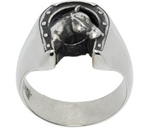 Silver 'Horse & Horseshoe' Ring