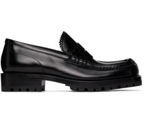 Black Polished Leather Loafers