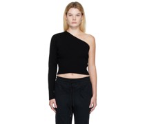 Black Asymmetric-Sleeve Sweater