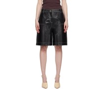 Black Rue Leather Shorts