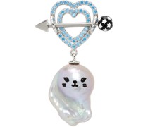 Silver & Blue Kitten Baroque Pearl Single Earring