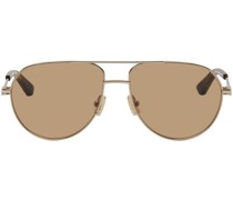 Gold Split Pilot Metal Sunglasses