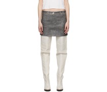 Gray Zip Leather Miniskirt