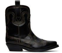 Black Low Shaft Embroidered Western Boots