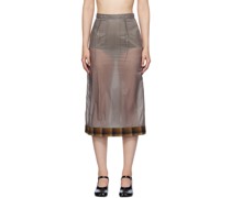 Gray Trim Midi Skirt