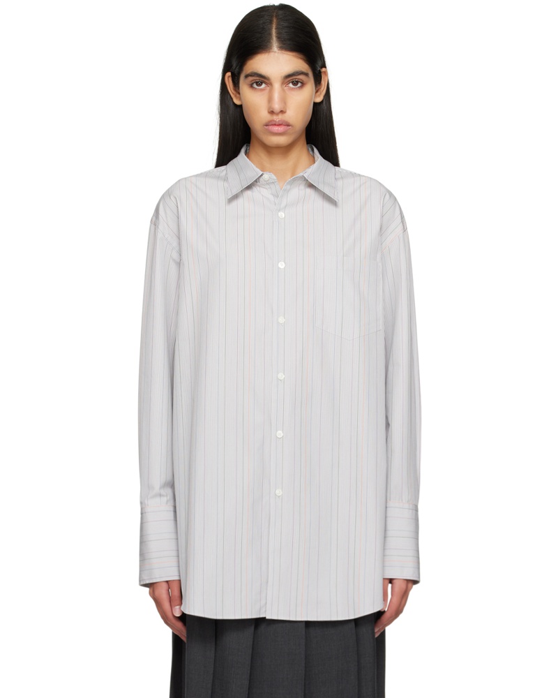 AURALEE Damen Gray Stripe Shirt