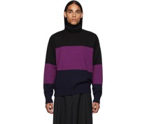 Black & Purple Wool Turtleneck