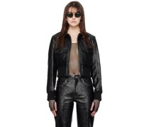 Black Embossed Leather Jacket