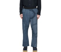 Navy Embroidered Trousers