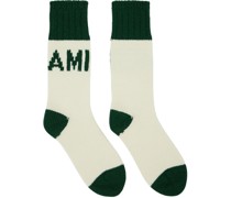 Off-White & Green Logo Socks