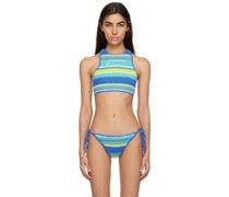 Blue Striped Bikini Top