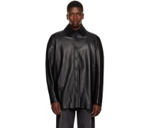 Black Button-Up Leather Jacket