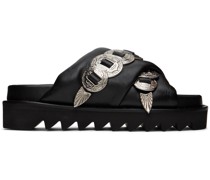 SSENSE Exclusive Black Cross Strap Flat Sandals