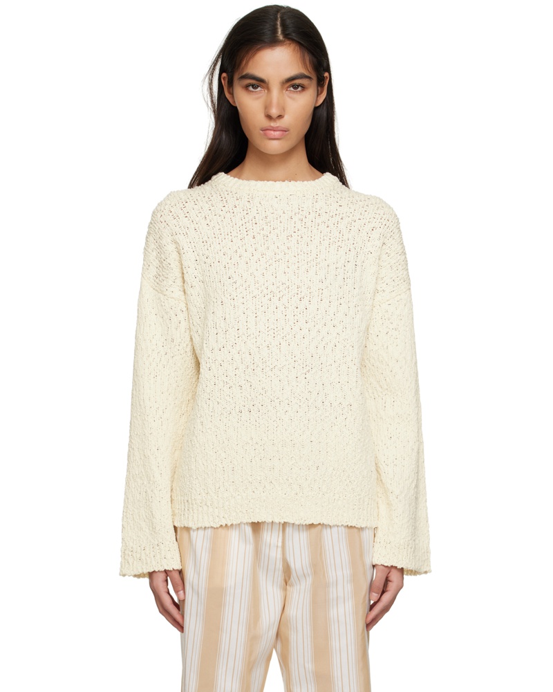 Totême Damen Off-White Crewneck Sweater